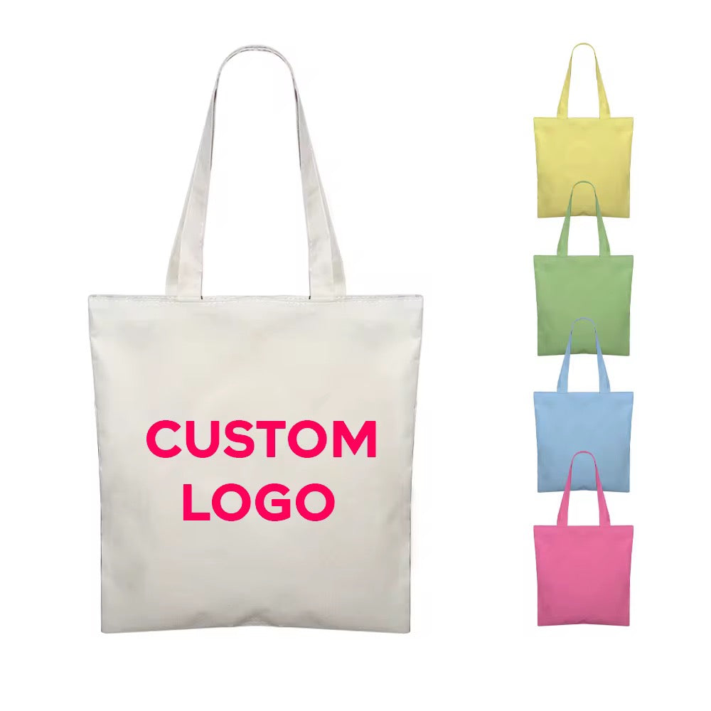 Pastellfarbene Stofftaschen mit individuellem Logo – leichte, nachhaltige Tragetaschen für Werbung & Events.