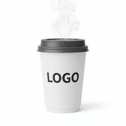 Kaffeebecher aus Pappe mit individuellem Firmenlogo – personalisierter Einwegbecher für Unternehmen