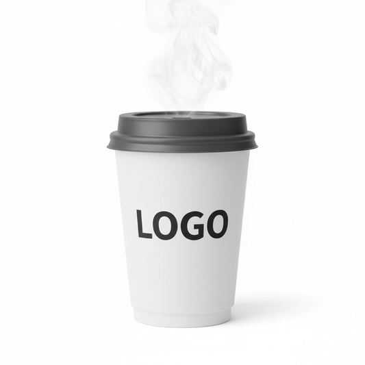 Kaffeebecher aus Pappe mit individuellem Firmenlogo – personalisierter Einwegbecher für Unternehmen