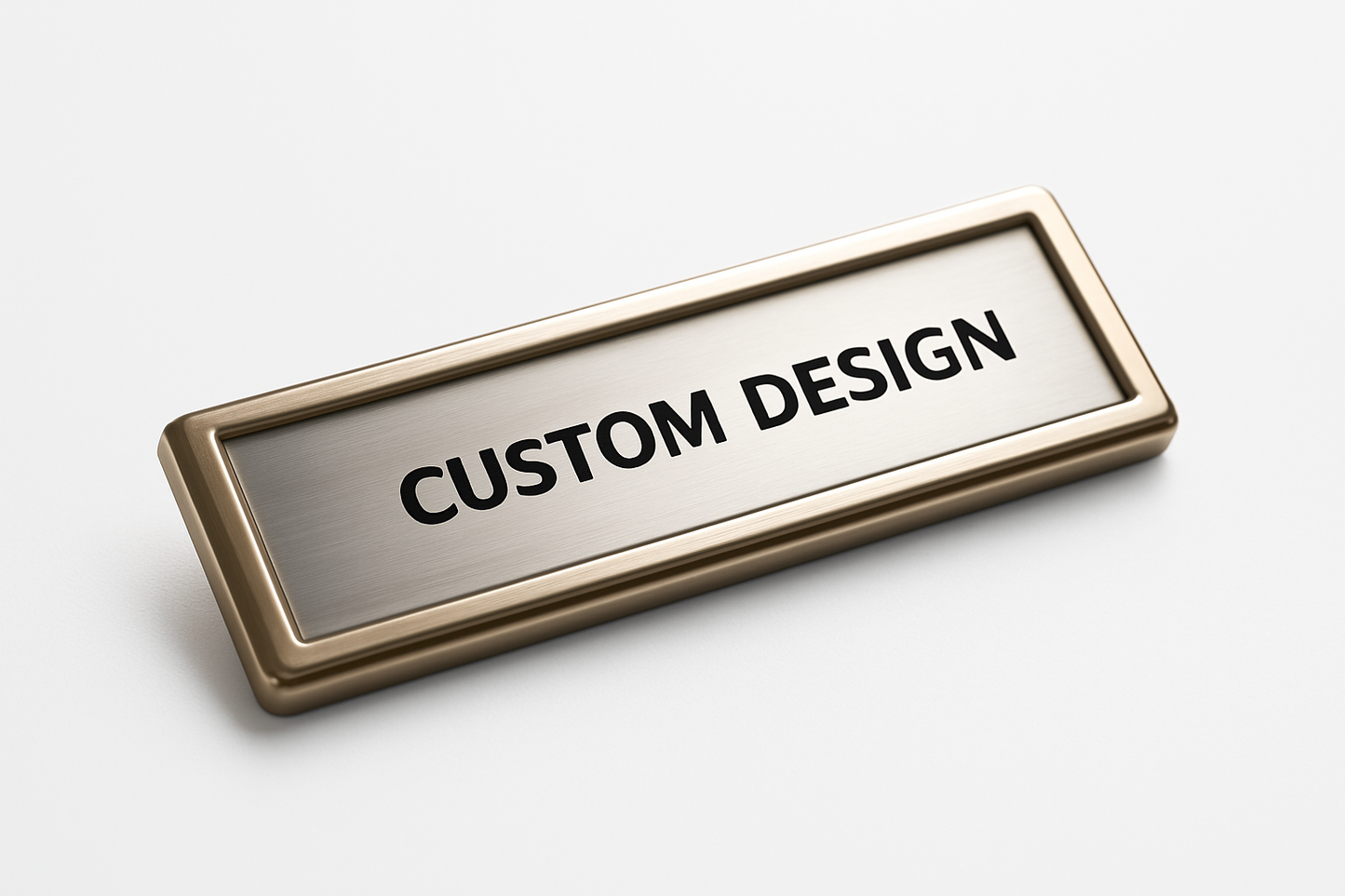 Bronzefarbenes Metall-Namensschild mit individueller Gravur – elegantes Tischschild für Büro und Empfang.