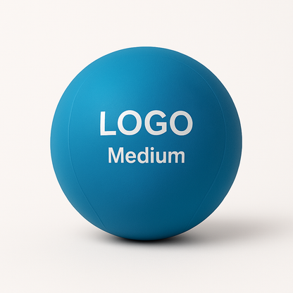 Blauer Stressball Medium mit Logo – idealer Werbeartikel für Unternehmen, Fitness & Handtraining.