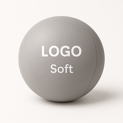 Grauer Stressball Soft mit individuellem Logo – weicher Anti-Stressball für Firmen, Physiotherapie & Werbezwecke.