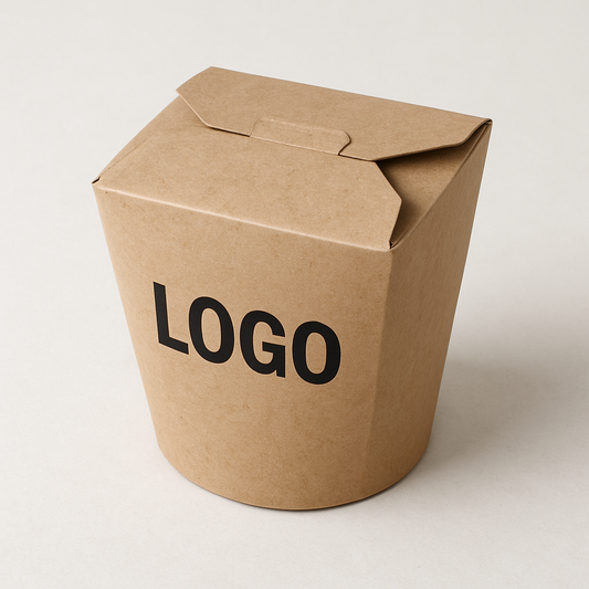 Braune To-Go-Verpackung mit hochwertigem Logo-Druck – ideal für Gastronomie